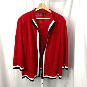 Ming Wang Cardigan Womens 3XL Black Red Open Front Lightweight Office Career